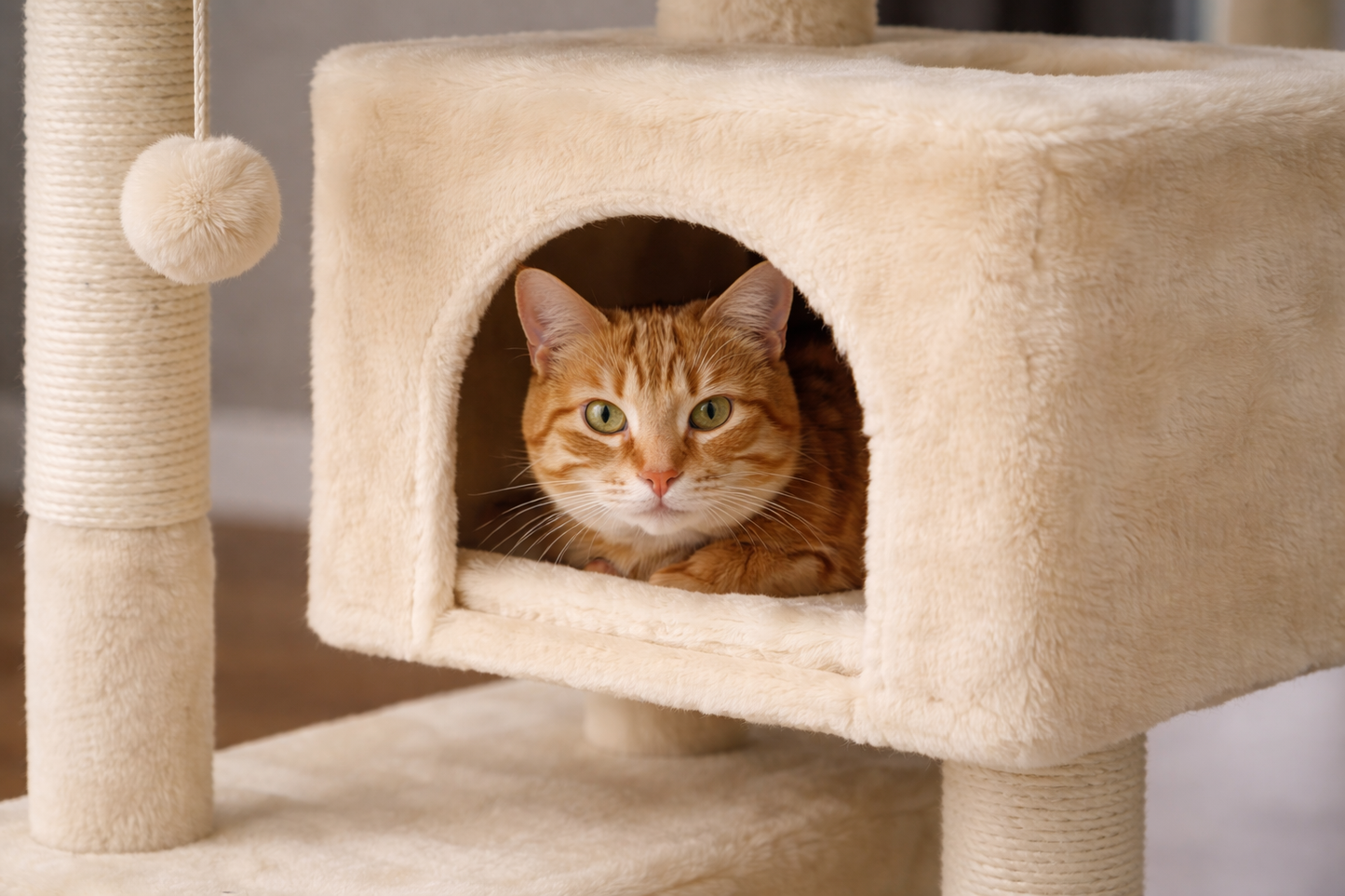 niche douce et enveloppante avec ouverture large — refuge rassurant pour chat, intérieur ultra-moelleux idéal pour se reposer en toute tranquillité