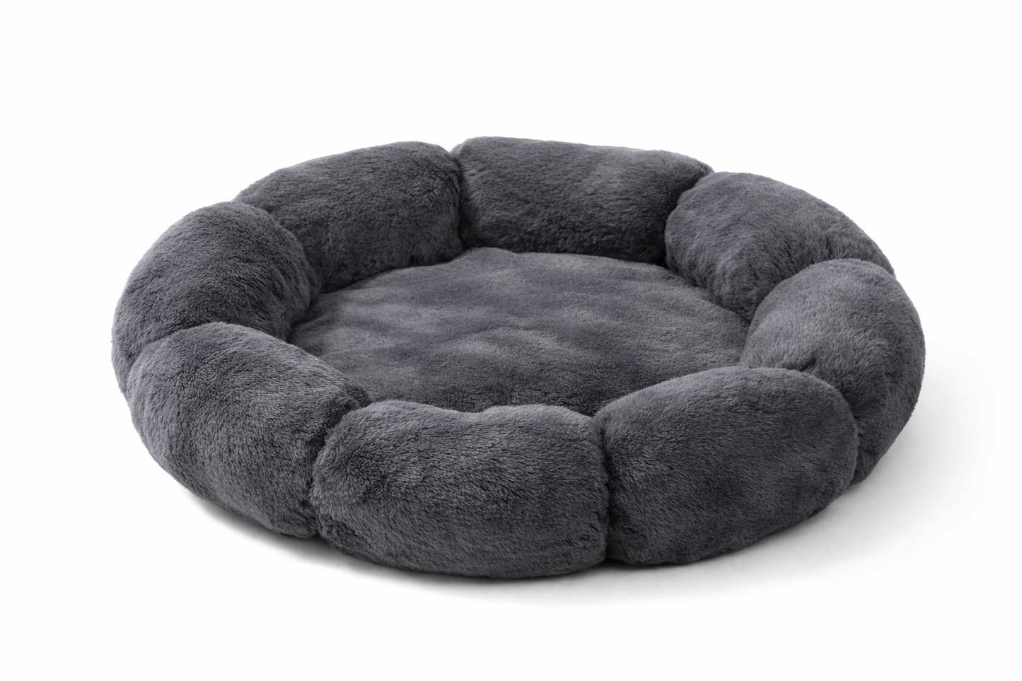 Coussin pour chat LUMA en peluche ultra douce, forme ronde apaisante pour un confort optimal
