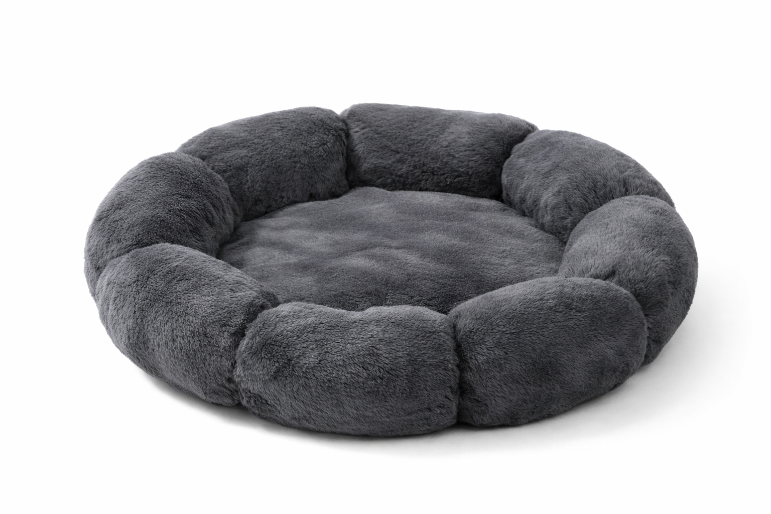 Coussin pour chat LUMA en peluche ultra douce, forme ronde apaisante pour un confort optimal