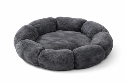 Coussin pour chat LUMA en peluche ultra douce, forme ronde apaisante pour un confort optimal