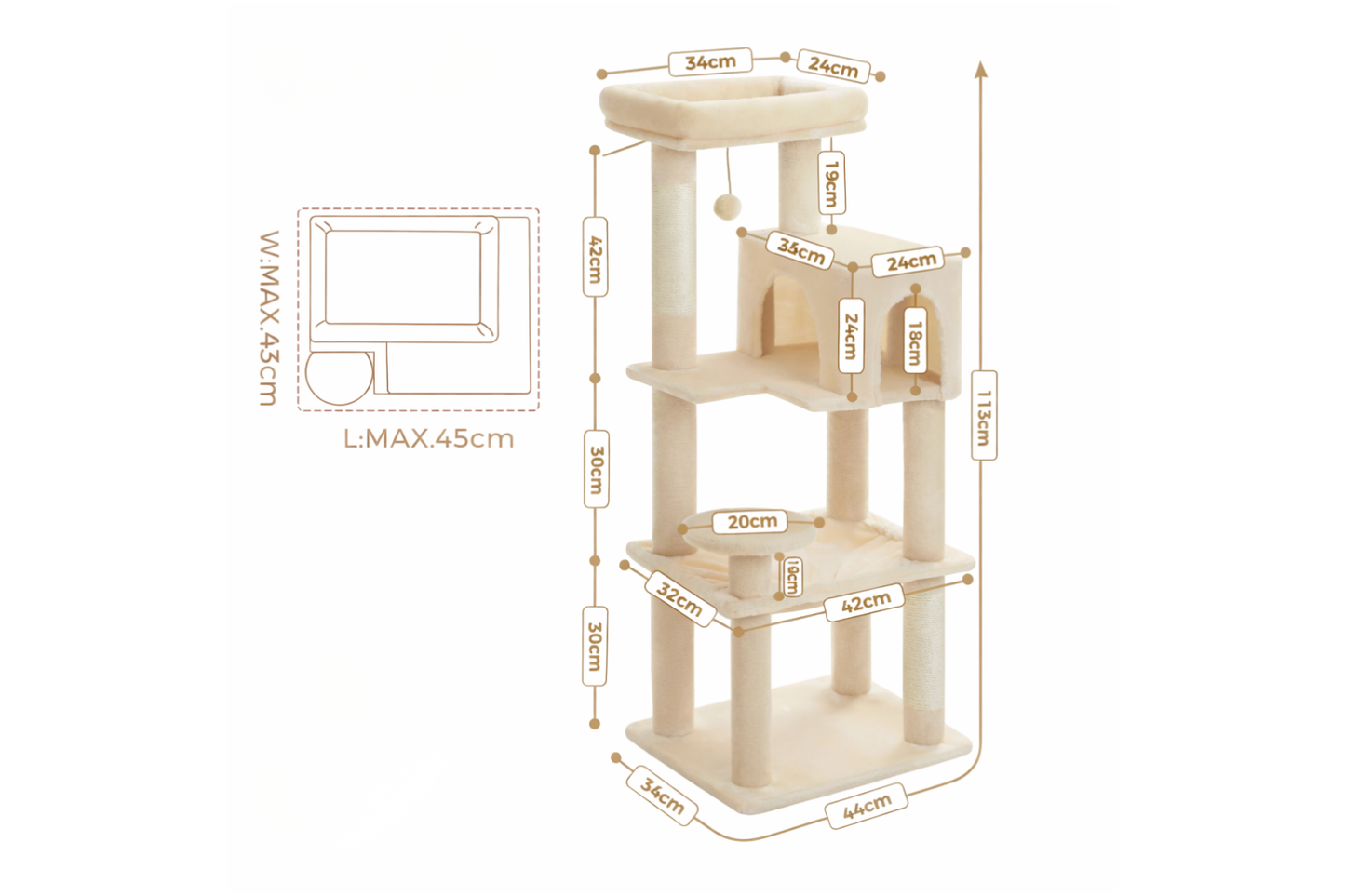 Arbre à chat en bois ALTO